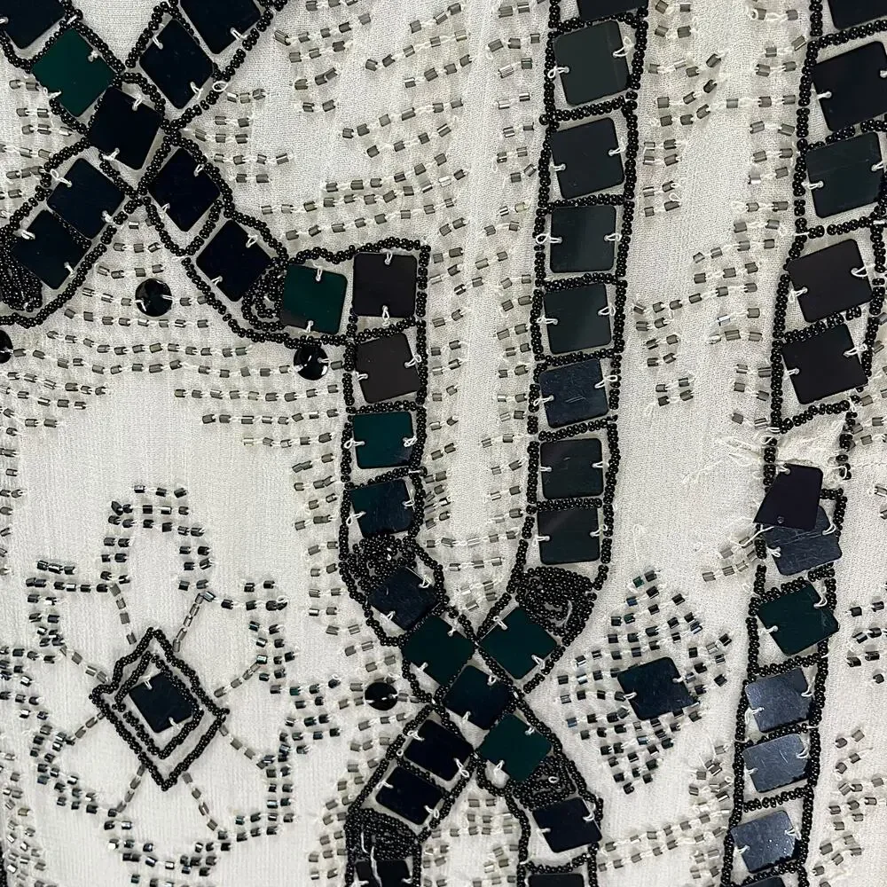 Free People White and Black Beaded Mini Dress